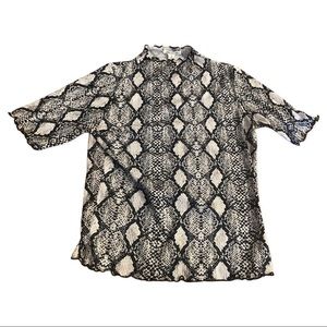 Snakeskin print mock neck top